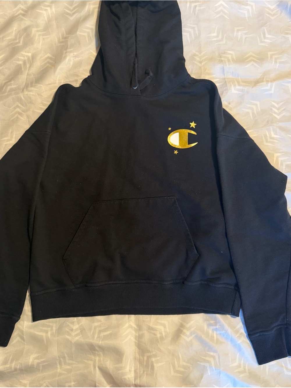 Champion Black Hoodie with Gold Logo